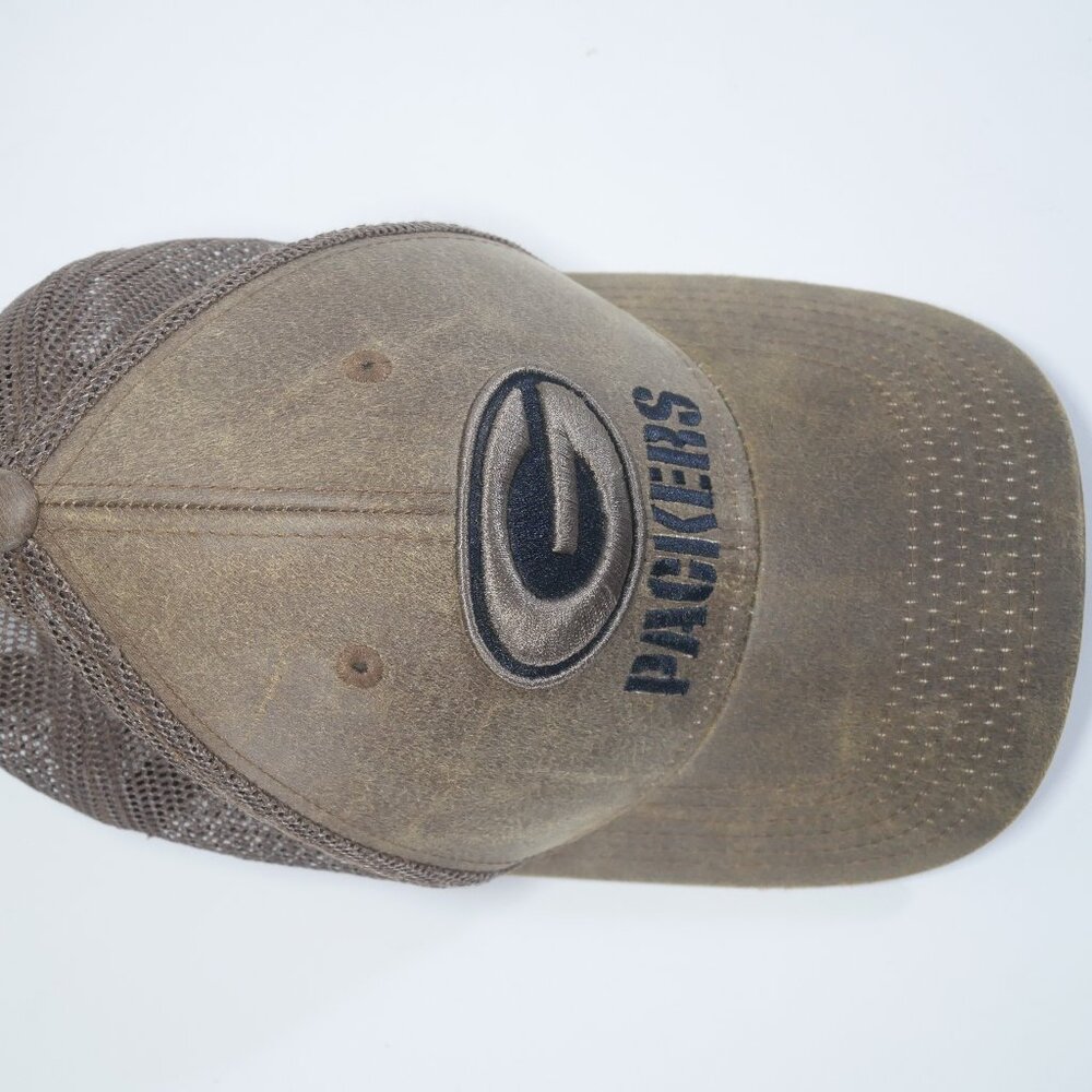 NFL Green Bay Packers Leather Baseball Cap Hat ~ Brown ~ One Size ~ Excellent! - Picture 3 of 6